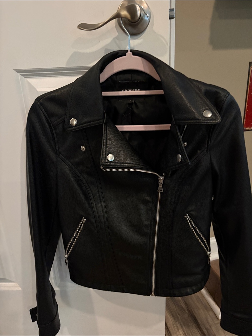 Express Black Faux Leather Moto Jacket - Women
